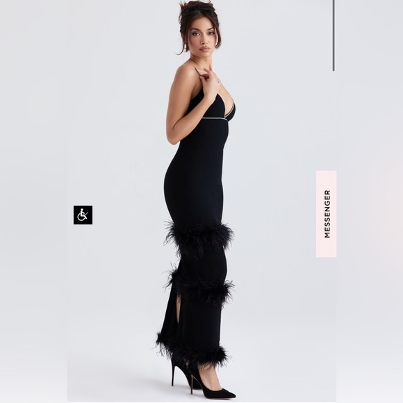 House Of CB | Maricel BLACK CRYSTALLISED MAXI DRESS | Size: L+ - Picture 3 of 14